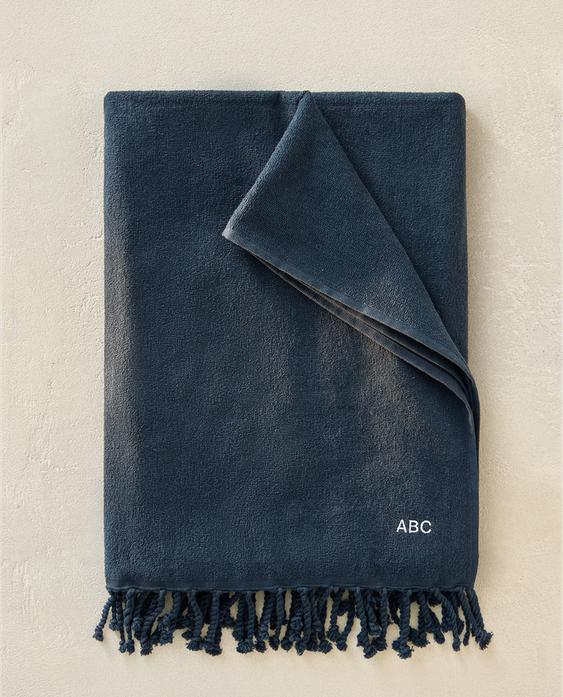 FRINGED COTTON BEACH TOWEL