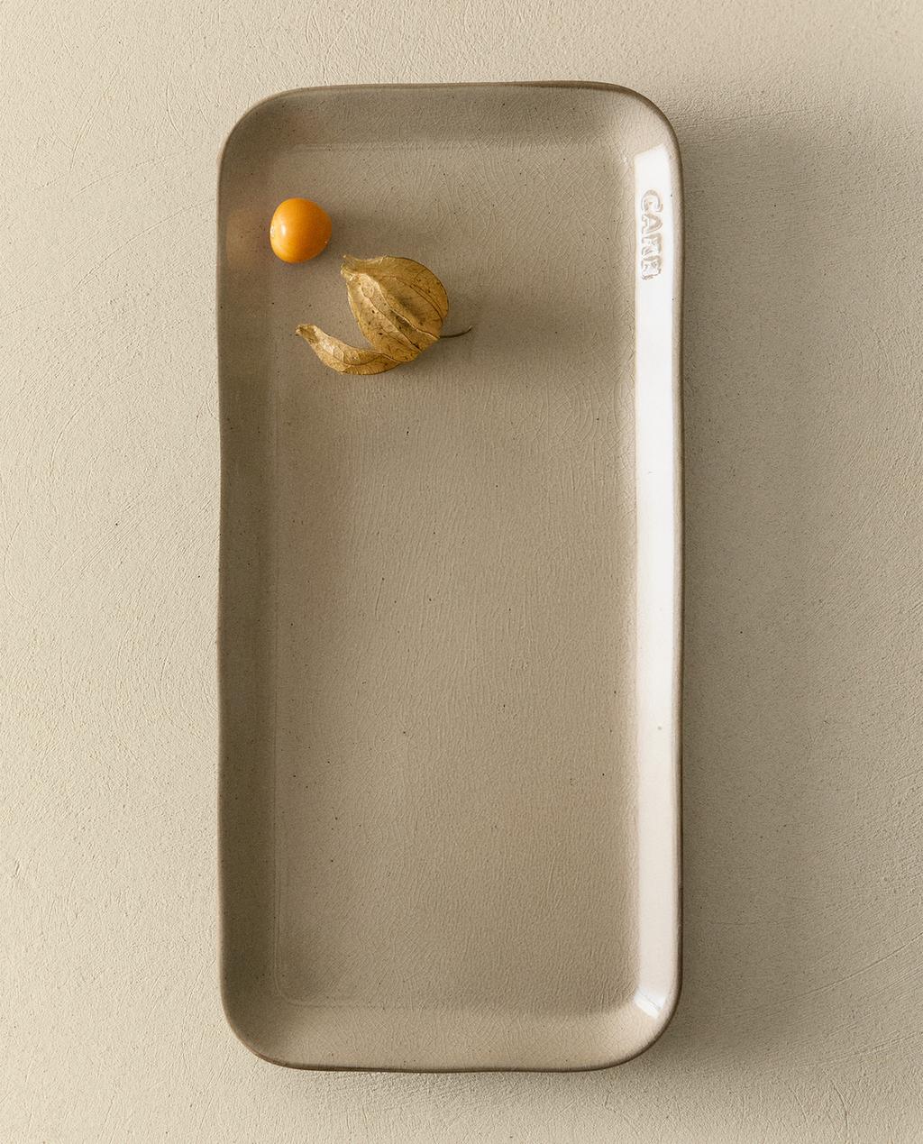 SMALL RECTANGULAR STONEWARE TRAY