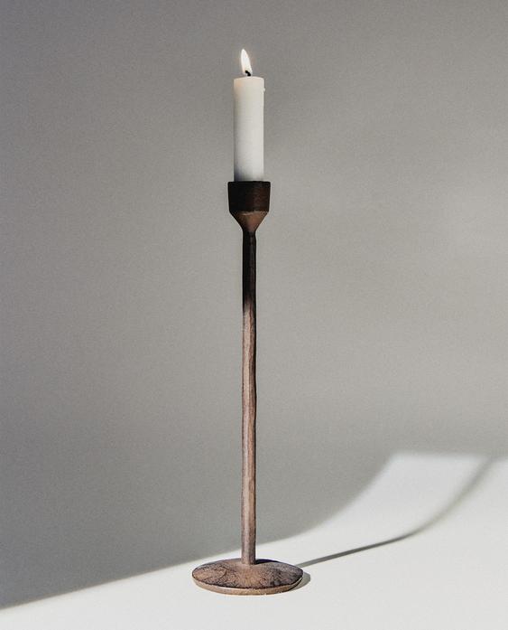 FACETED METAL CANDLESTICK