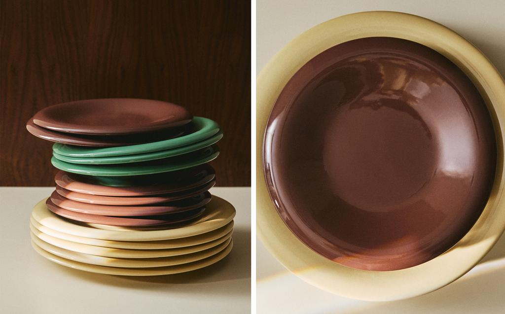 طقم أواني طعام من الخزف الحجري الملون مطلي بالمينا طقم أواني طعام من الخزف الحجري الملون مطلي بالمينا