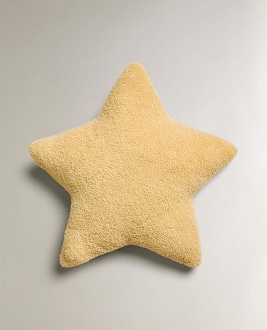 KIDS' LARGE FAUX SHEARLING STAR CUSHION