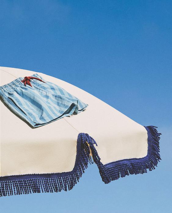 KIDS' STRIPED SWIMMING TRUNKS