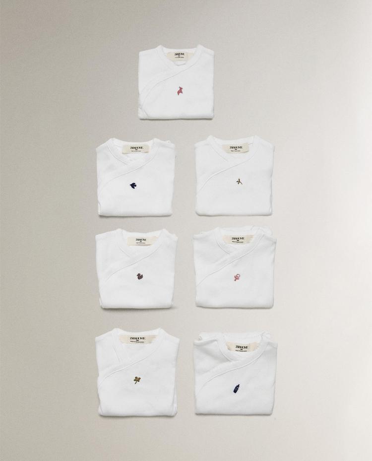 SET OF EMBROIDERED COTTON BODYSUITS (PACK OF 7) SET OF EMBROIDERED COTTON BODYSUITS (PACK OF 7)