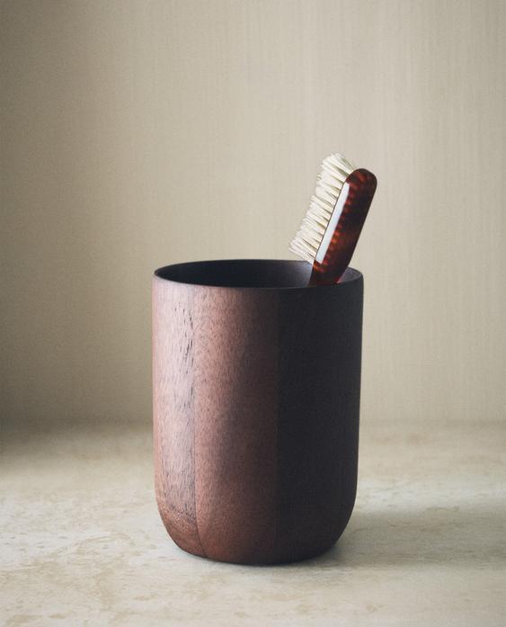VASO CEPILLO DIENTES MADERA