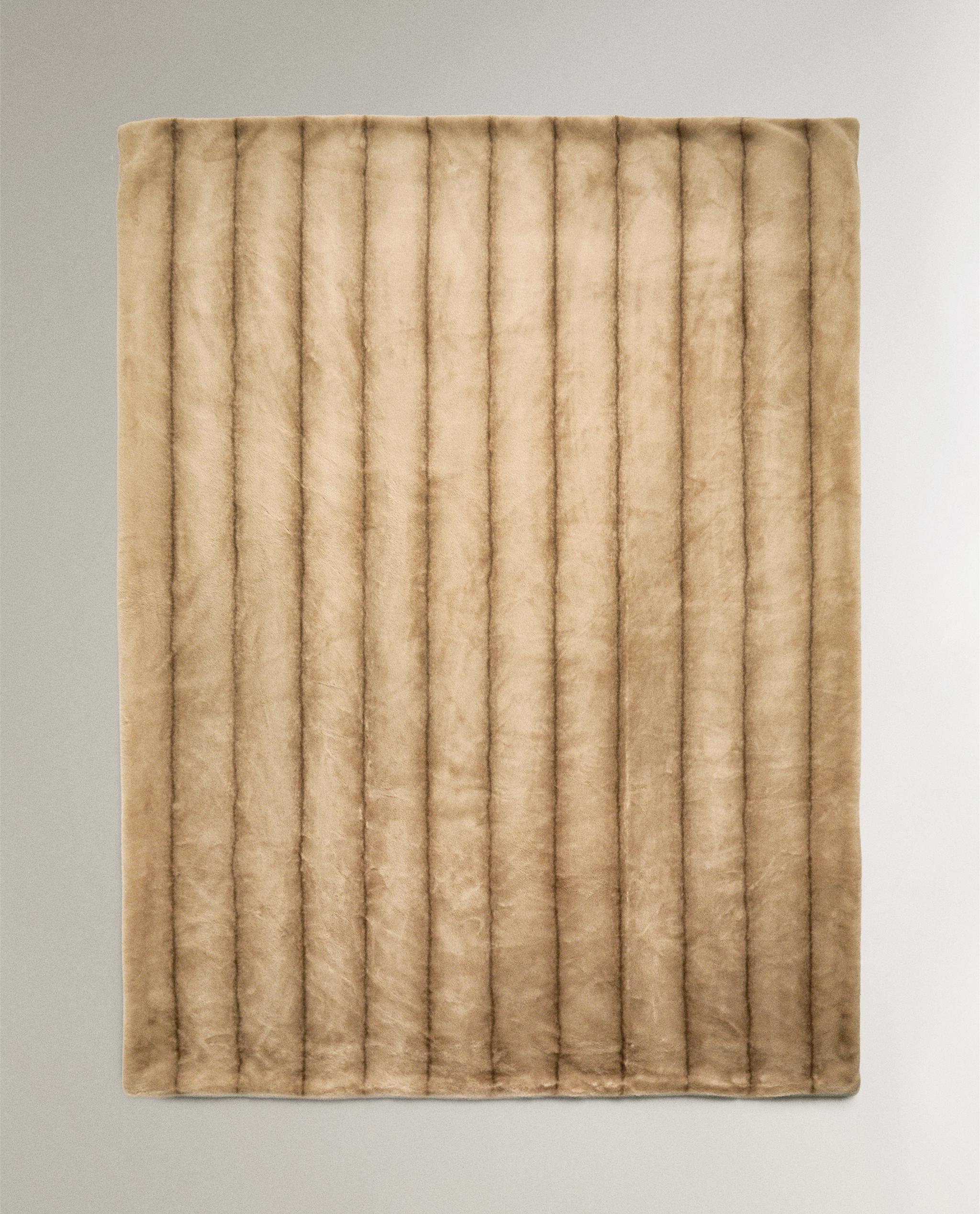 ストライプ フェイクファー ブランケット | Zara Home 日本/Japan
