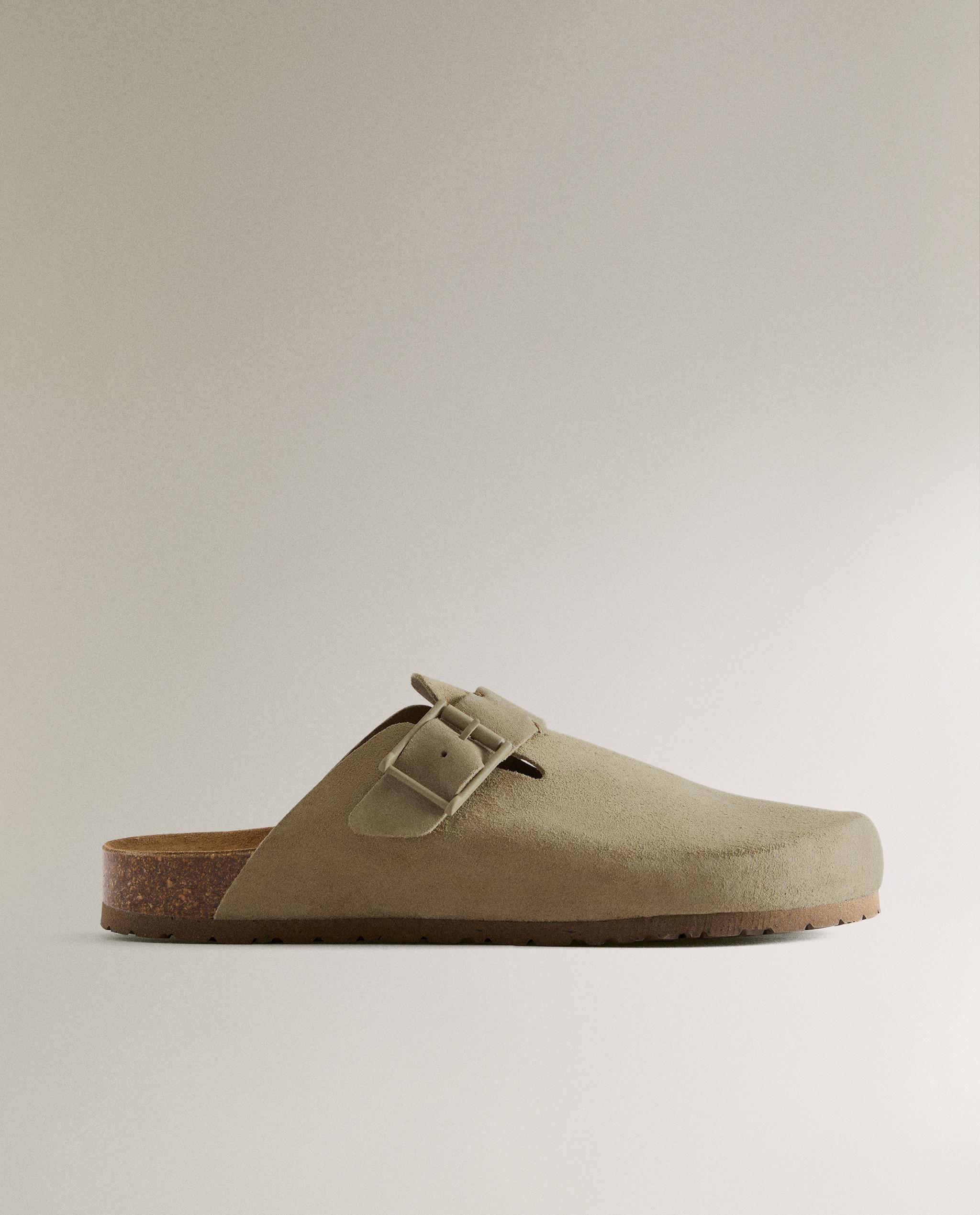 LEATHER CLOGS WITH BUCKLE AND TOPSTITCHING DETAIL product thumbnail 11