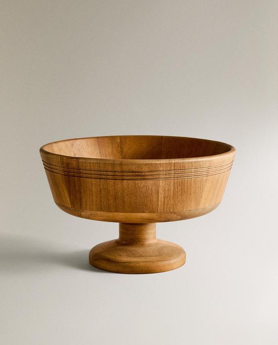 WOODEN FRUIT BOWL WITH BASE WOODEN FRUIT BOWL WITH BASE