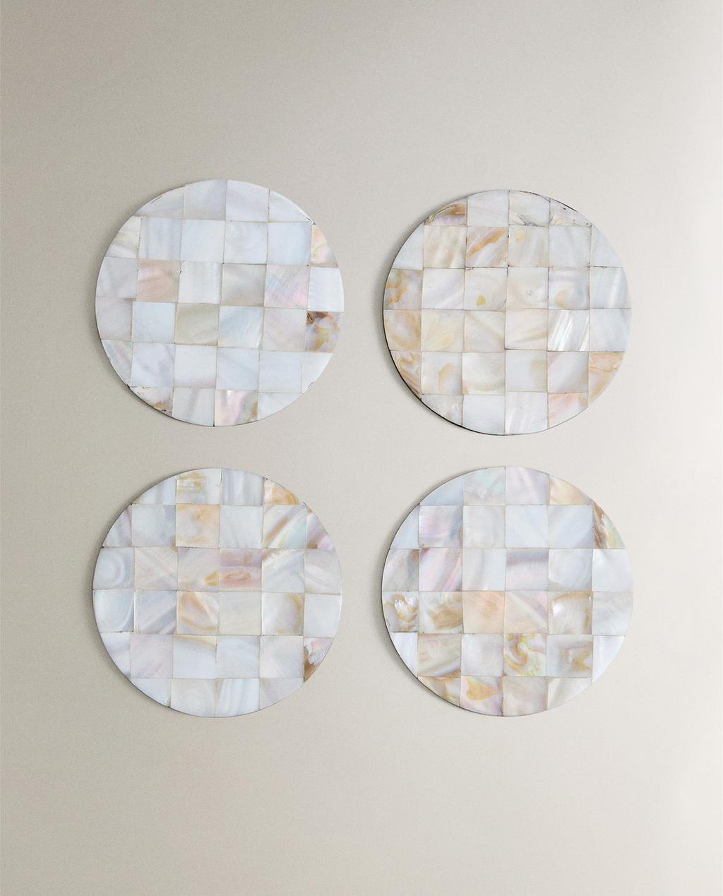 PACK OF MOTHER-OF-PEARL COASTERS (PACK OF 4) PACK OF MOTHER-OF-PEARL COASTERS (PACK OF 4)