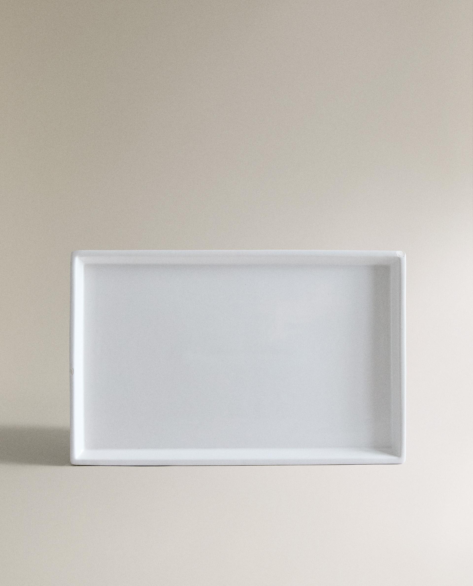 WHITE EARTHENWARE BATHROOM TRAY