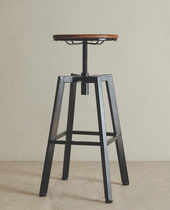 TABOURET HAUT PIVOTANT BOIS ET MÉTAL TABOURET HAUT PIVOTANT BOIS ET MÉTAL