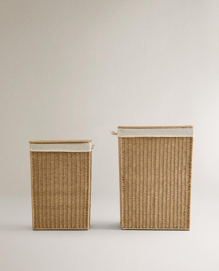 FABRIC-LINED LAUNDRY BASKET