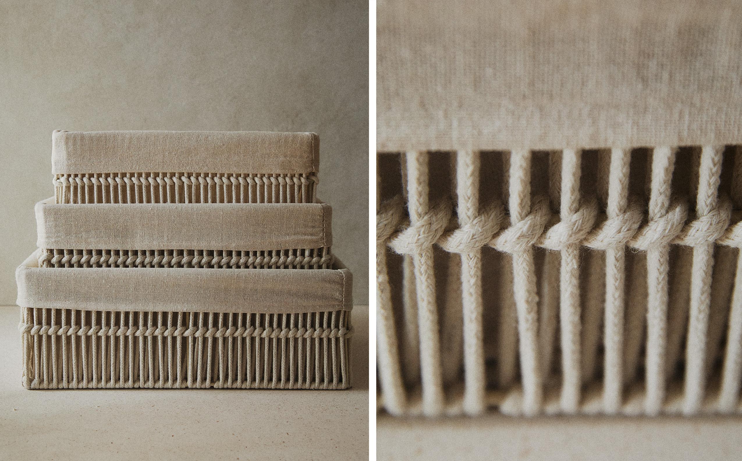 RECTANGULAR BASKET WITH COTTON LINING