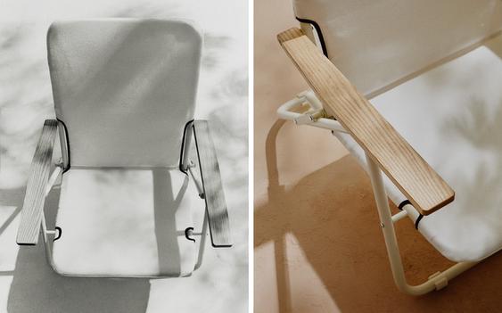 FOLDING BEACH CHAIR WITH WOODEN ARM RESTS