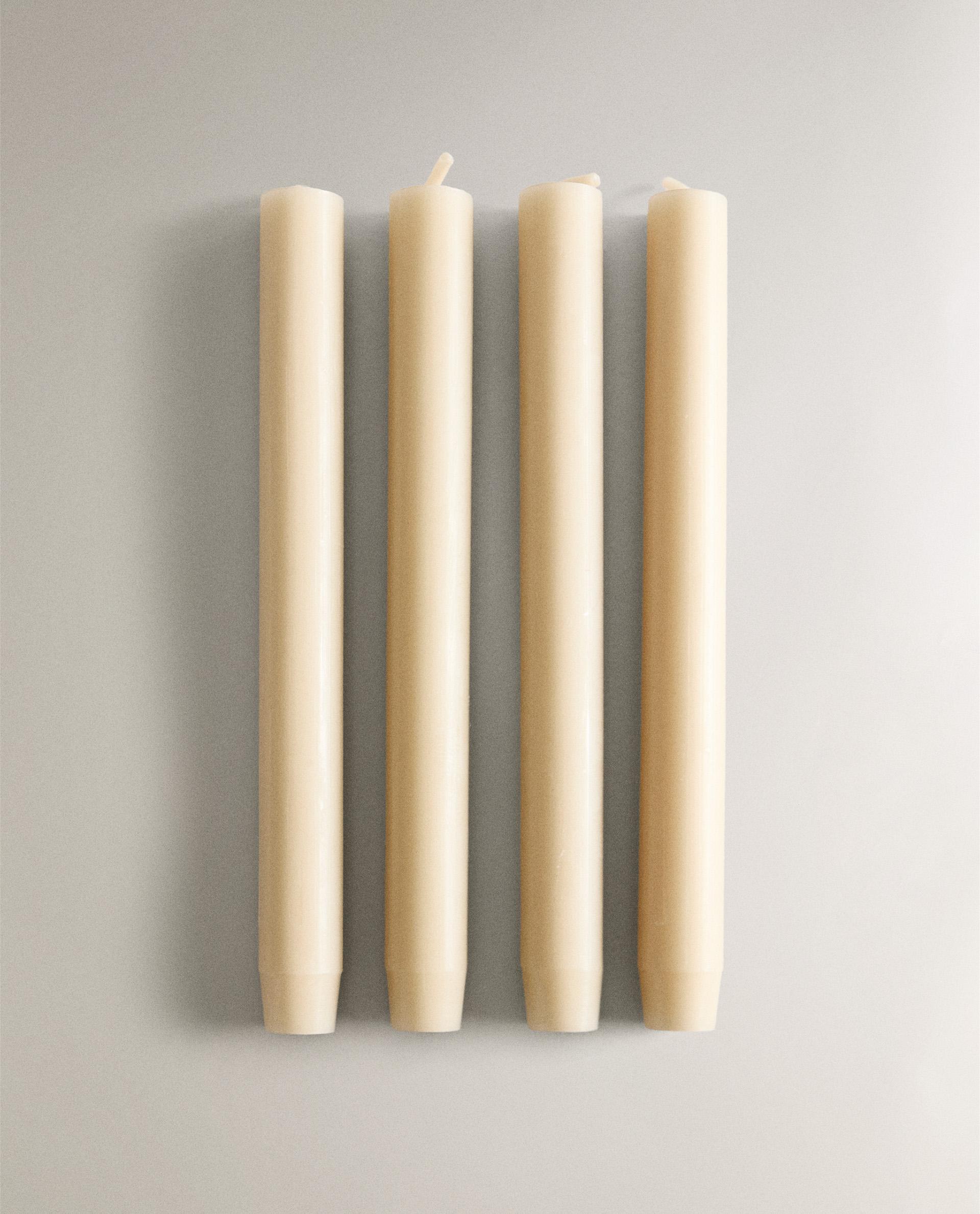 SET OF DECORATIVE CYLINDRICAL LONG TAPER CANDLES (SET OF 4 SET OF DECORATIVE CYLINDRICAL LONG TAPER CANDLES (SET OF 4