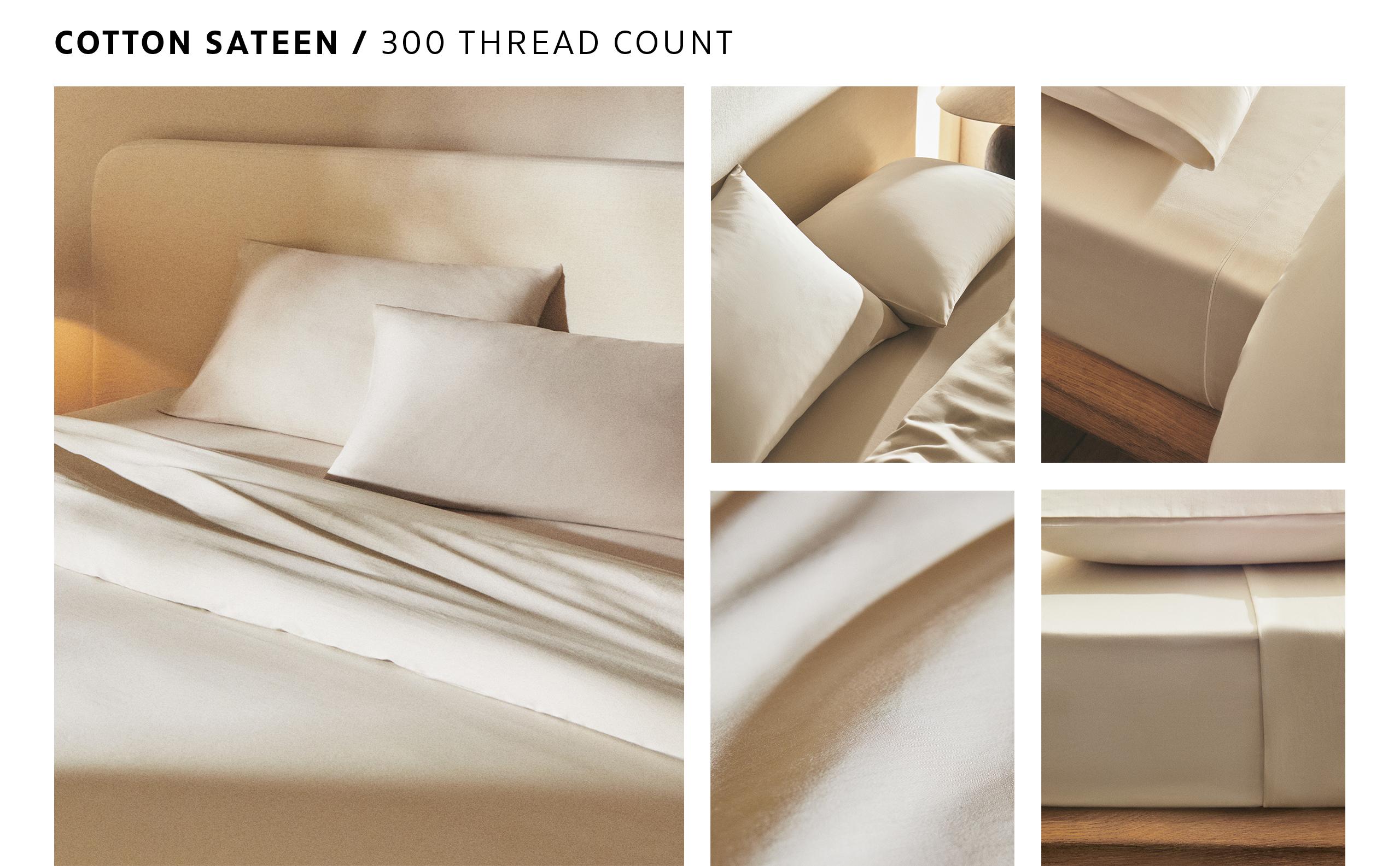 (300 THREAD COUNT) SET OF COTTON SATEEN SHEETS