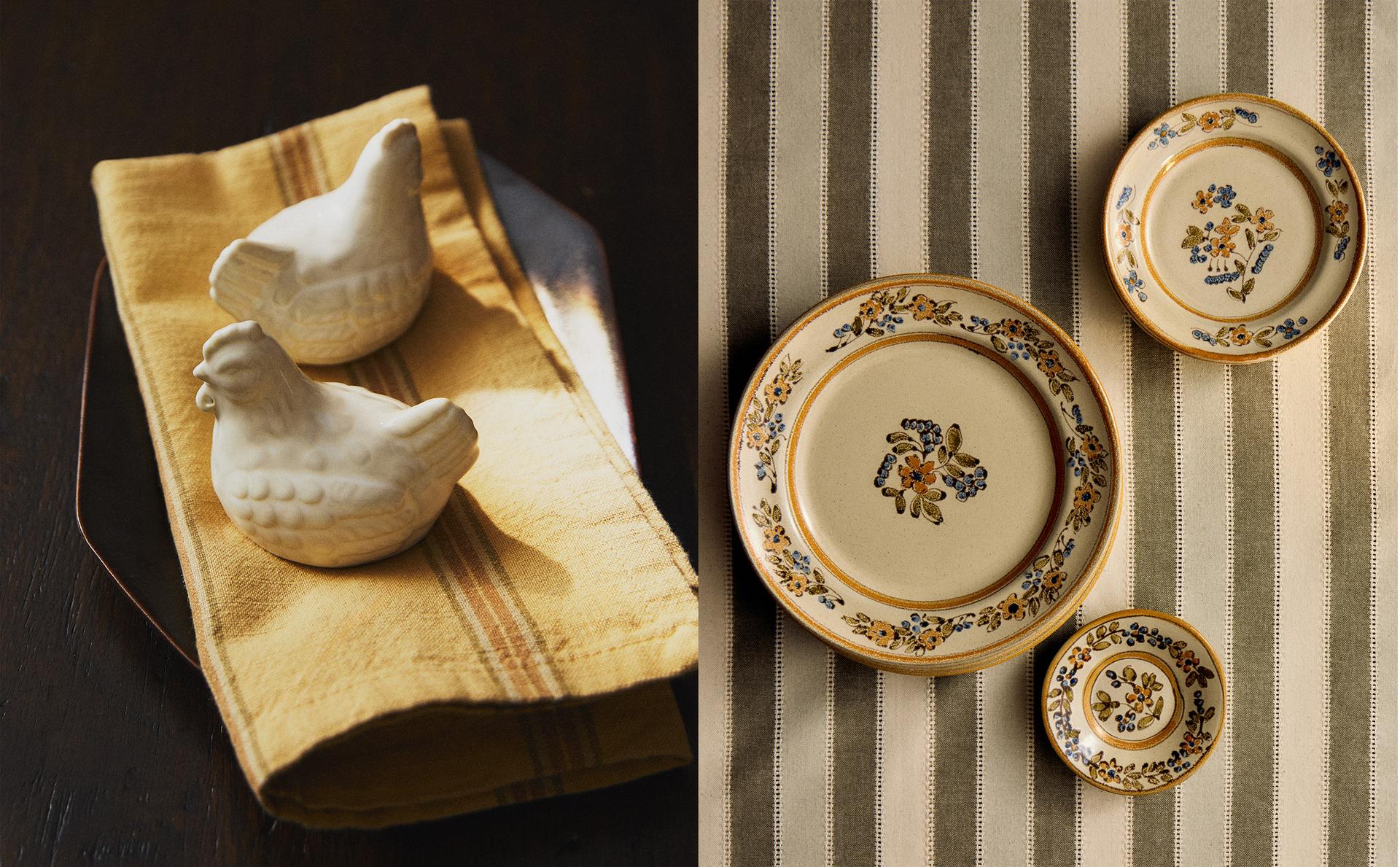 STRIPED PLACEMAT AND TERRACOTTA FLORAL DINNER SET STRIPED PLACEMAT AND TERRACOTTA FLORAL DINNER SET