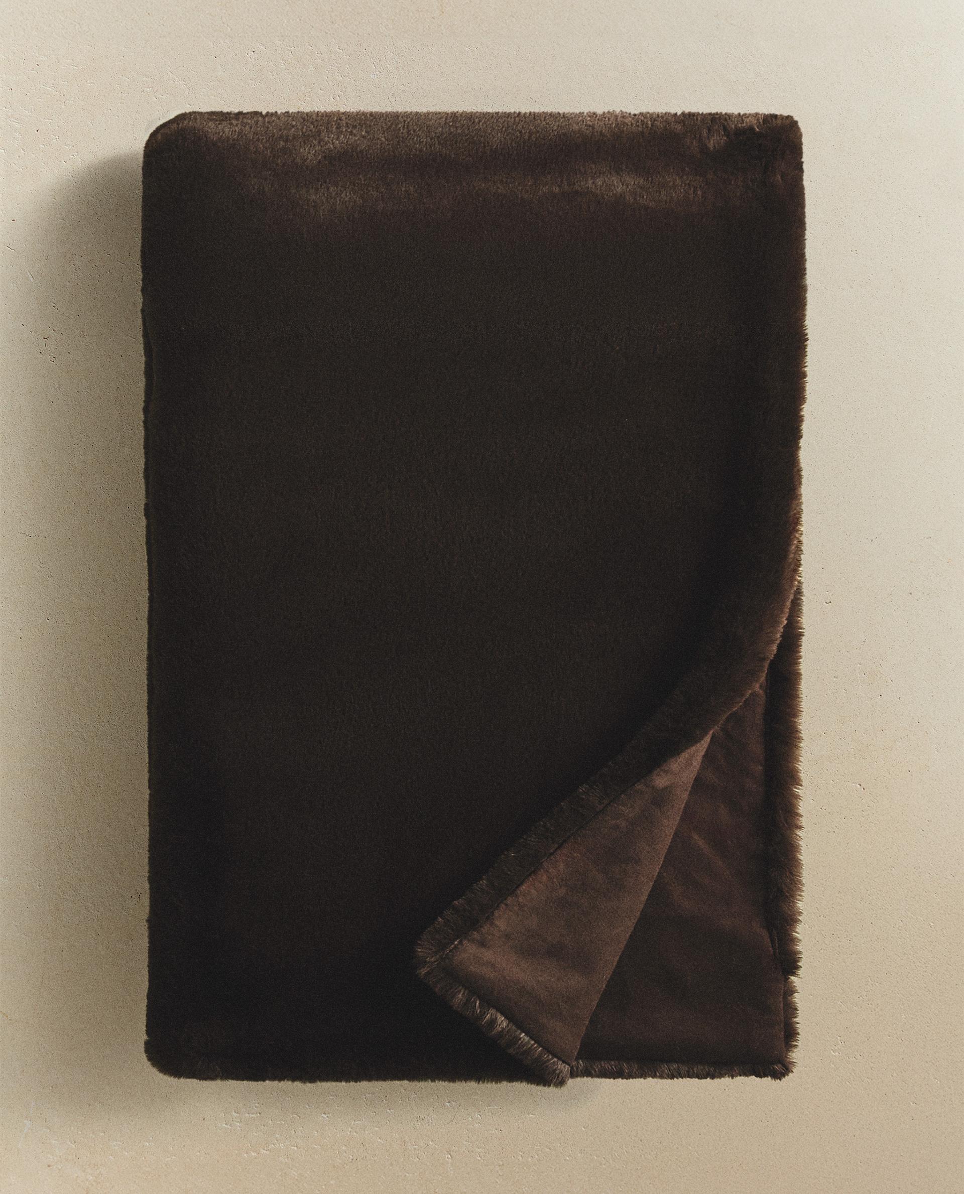 zara ザラホーム フェイクファーボアブランケット毛布ブラウンベージュ 43135004710-f.jpg?ts=1758017862784