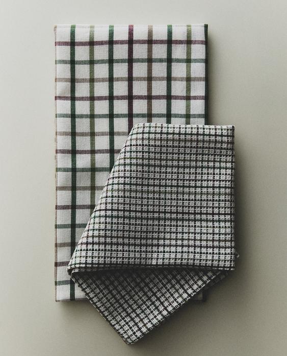 حزمة مناشف مطبخ مخططة (حزمة 2 قطعة)