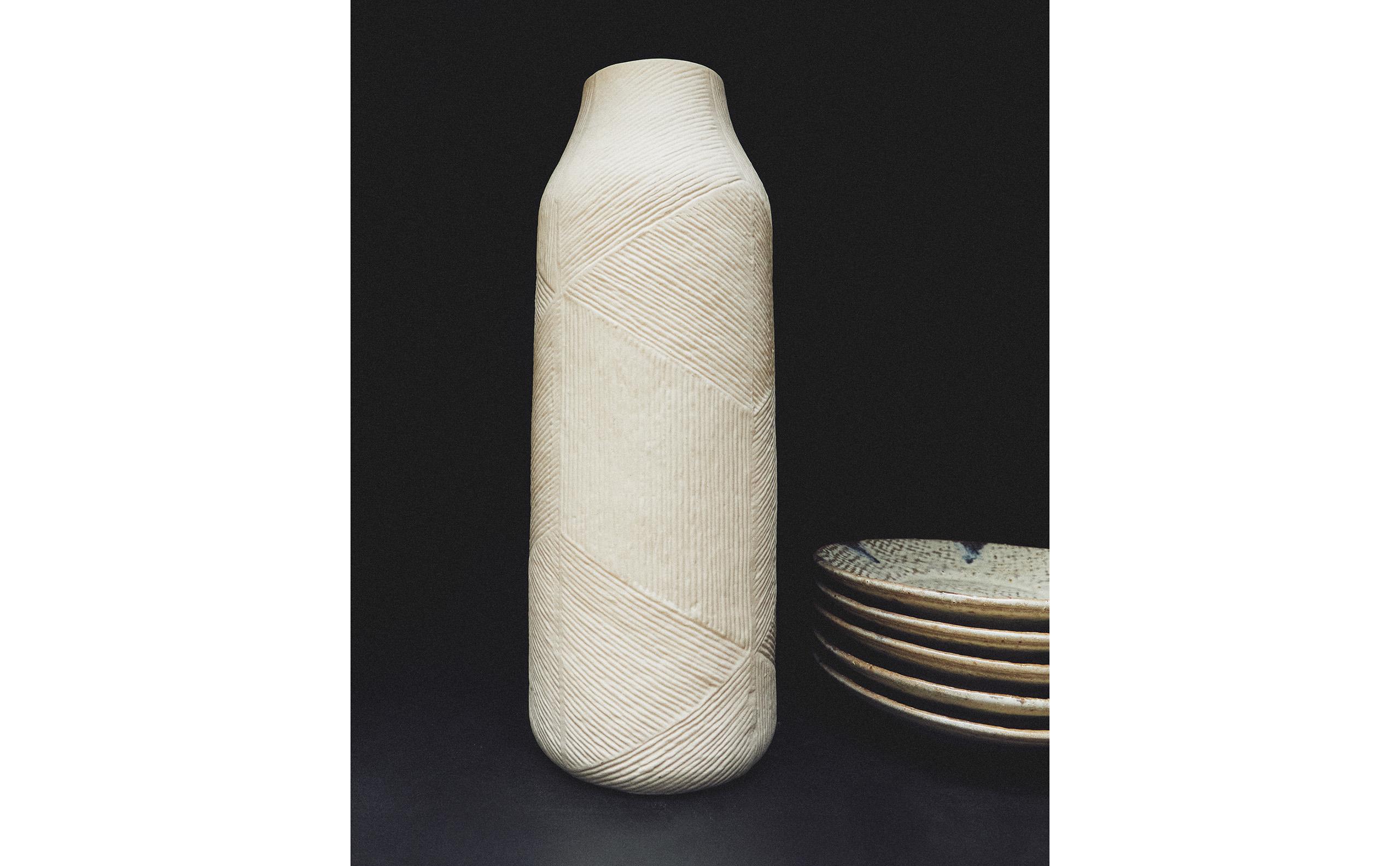 JARRON CERAMICA CON TEXTURA BLANCA REINDER