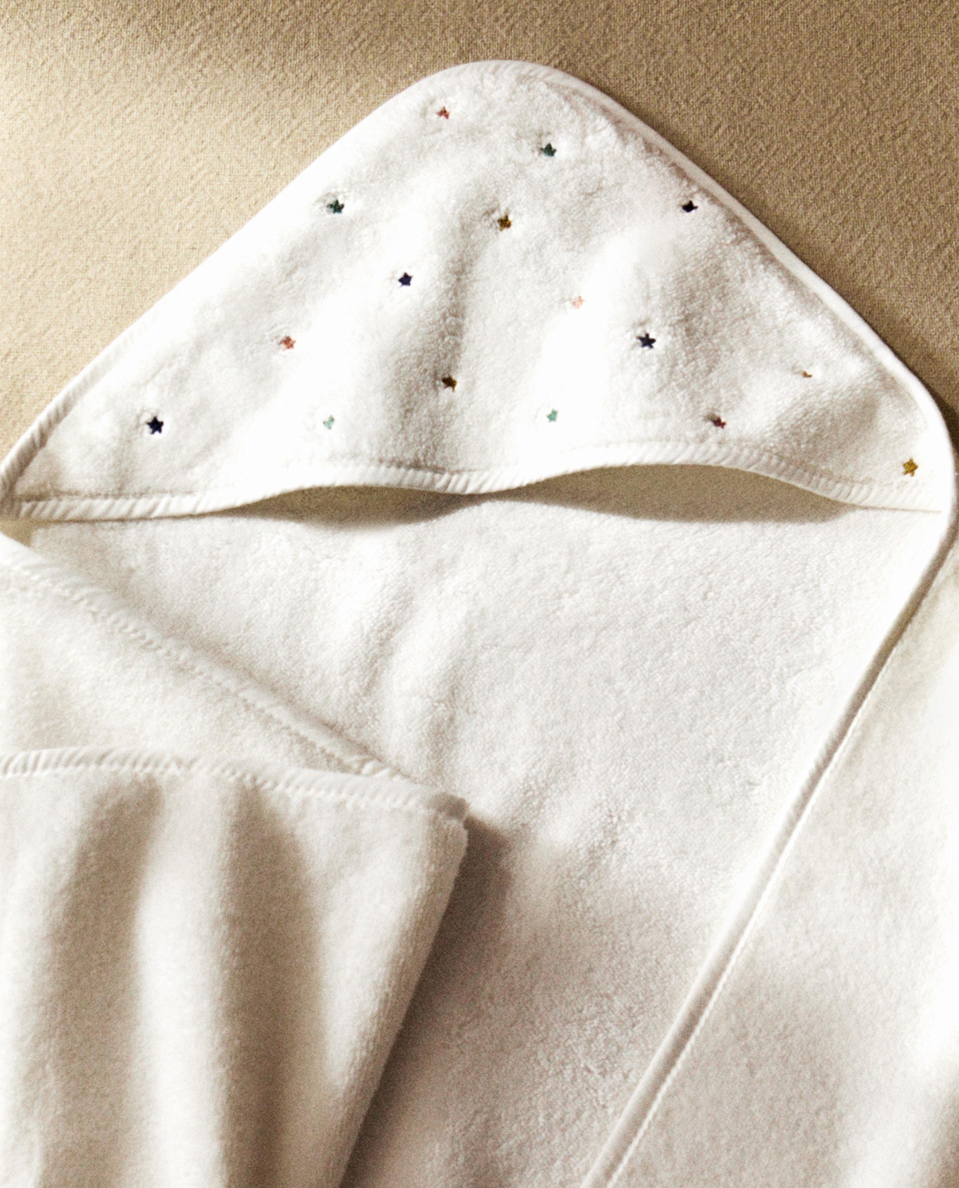 منشفة بغطاء للرأس للرضع بنجوم منشفة بغطاء للرأس للرضع بنجوم