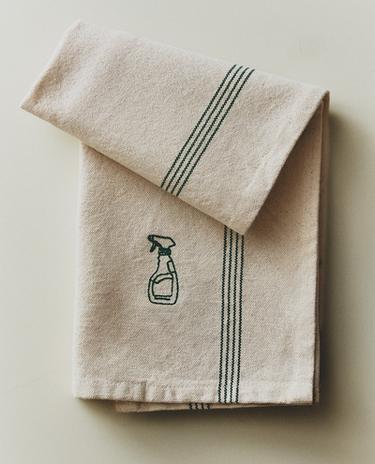 COTTON TEA TOWEL WITH CLEANING EMBROIDERY COTTON TEA TOWEL WITH CLEANING EMBROIDERY