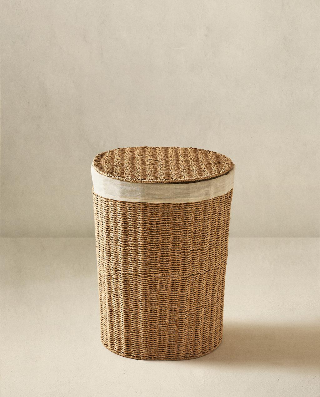 FABRIC-LINED LAUNDRY BASKET