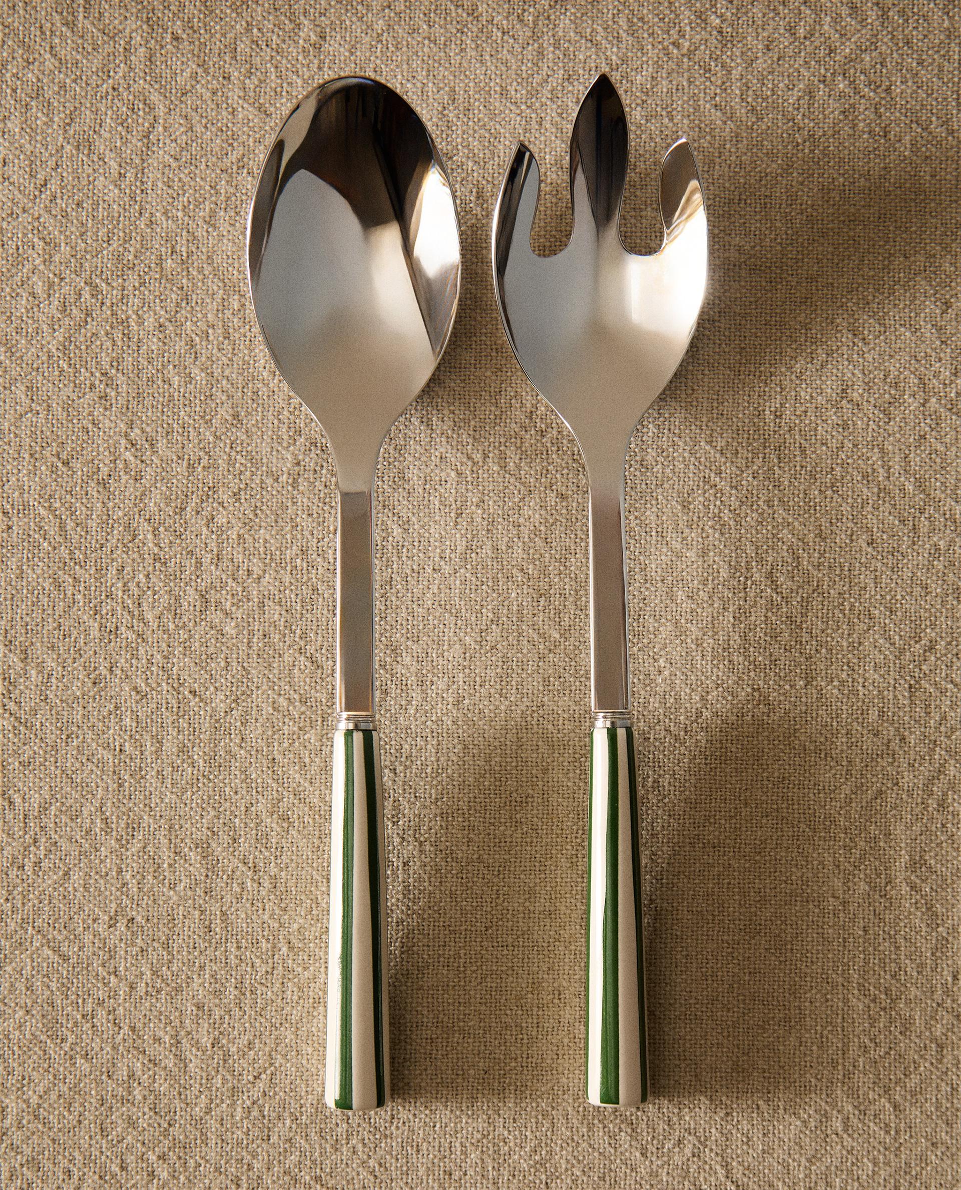 SALAD CUTLERY SET WITH CERAMIC HANDLE (SET OF 2)