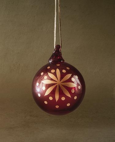 PAINTED GLASS BAUBLE CHRISTMAS TREE DECORATION