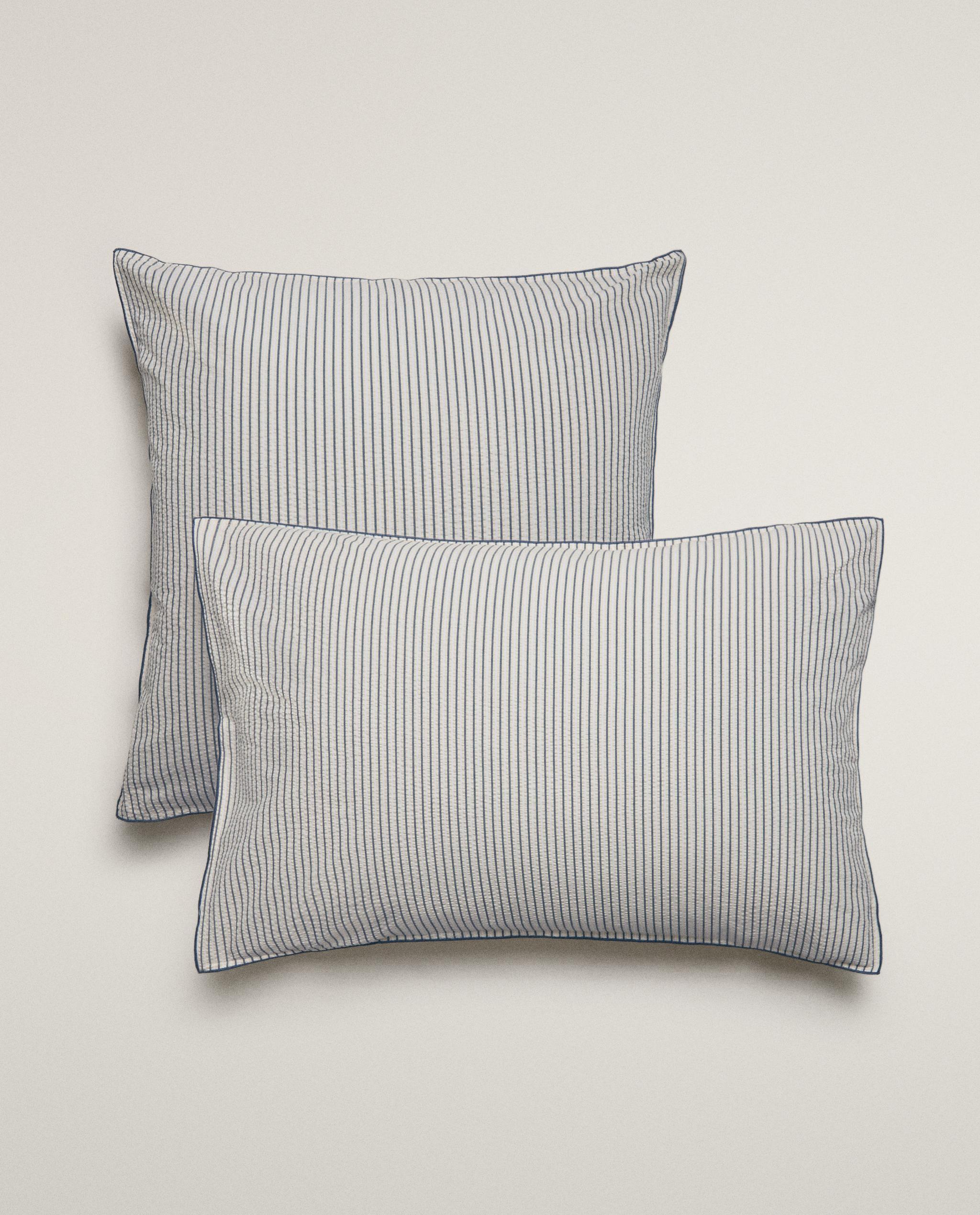 STRIPED SEERSUCKER PILLOWCASE WITH PIPING product thumbnail 8