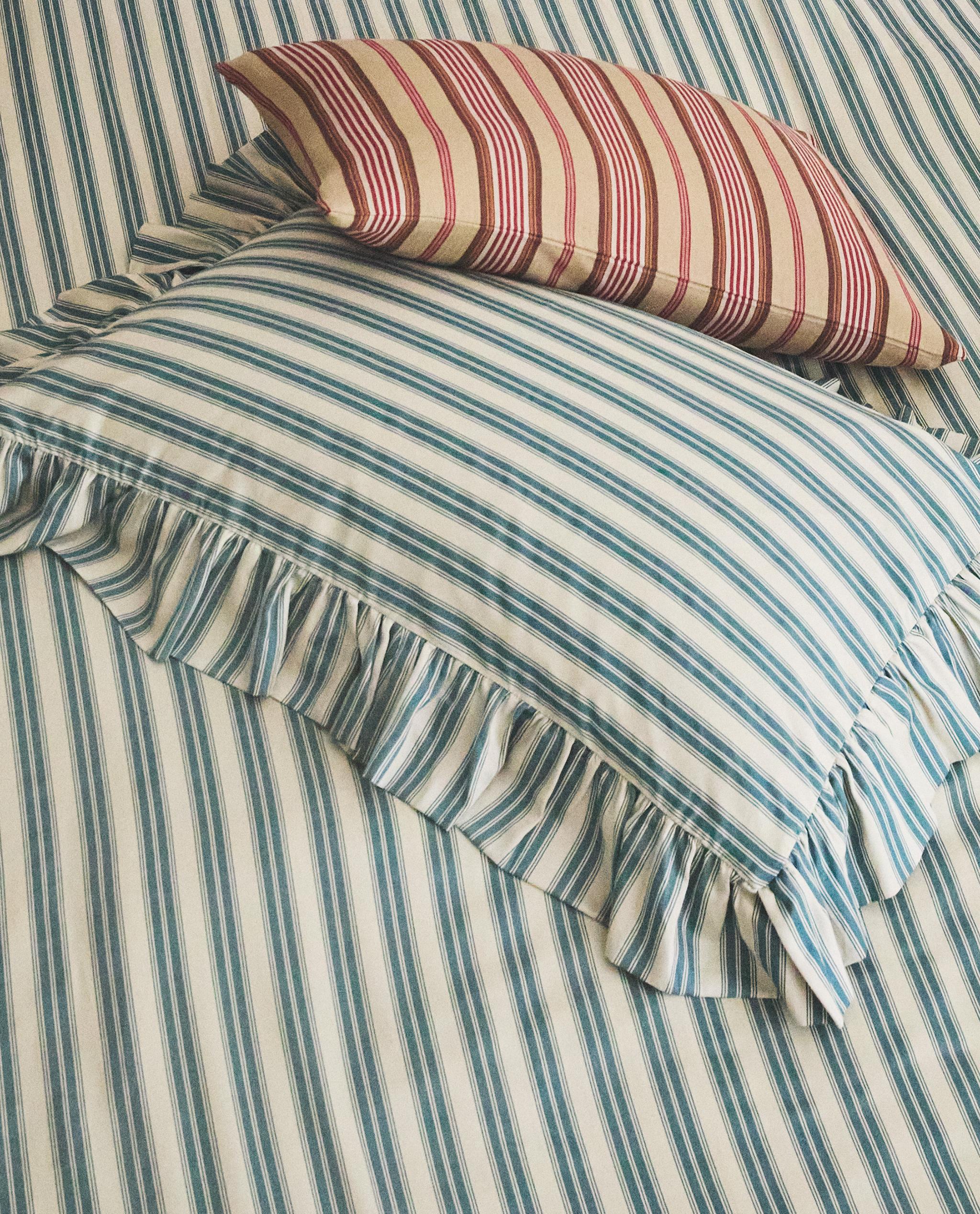 STRIPED PILLOWCASE WITH RUFFLE TRIM | KATHARINE POLE product thumbnail 6