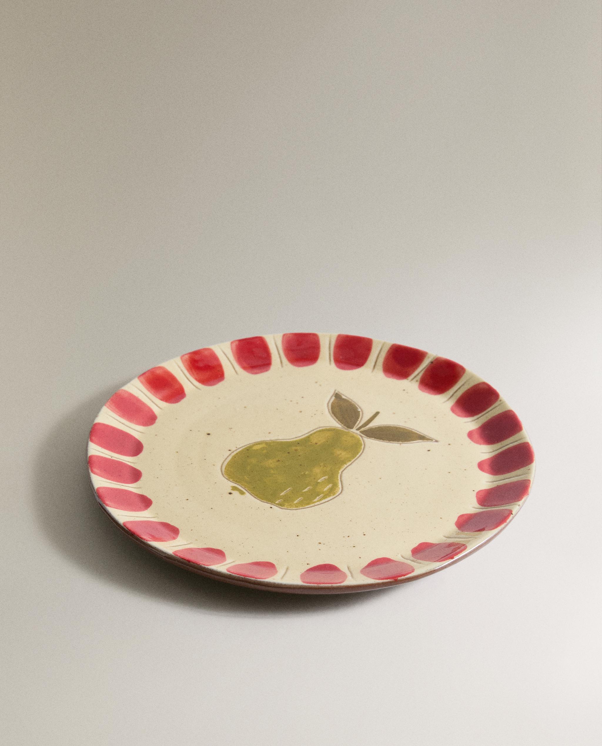 EARTHENWARE DESSERT PLATE WITH FRUIT DESIGN product thumbnail 12