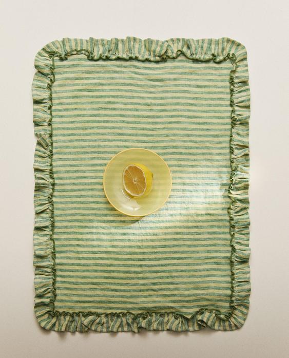 LINEN PLACEMAT WITH RUFFLE TRIM