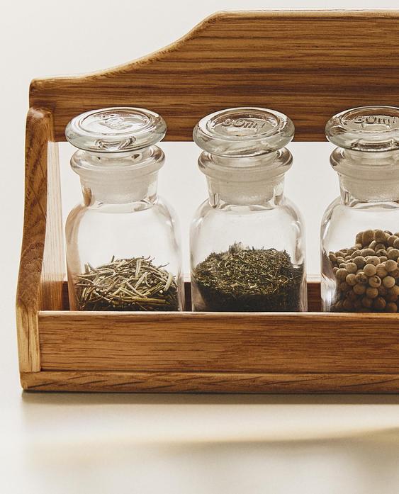 ÉPICE EN BOIS POTS EN VERRE
