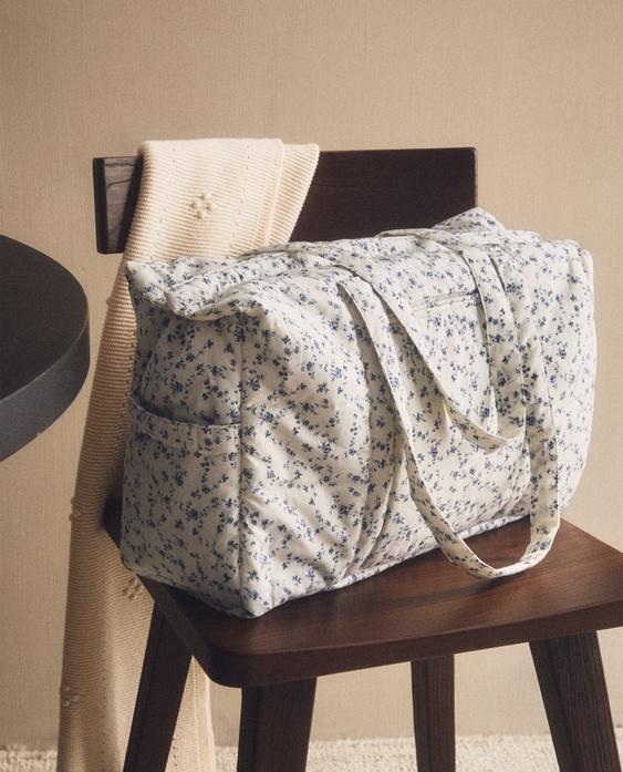 BLUE FLORAL COTTON MATERNITY BAG