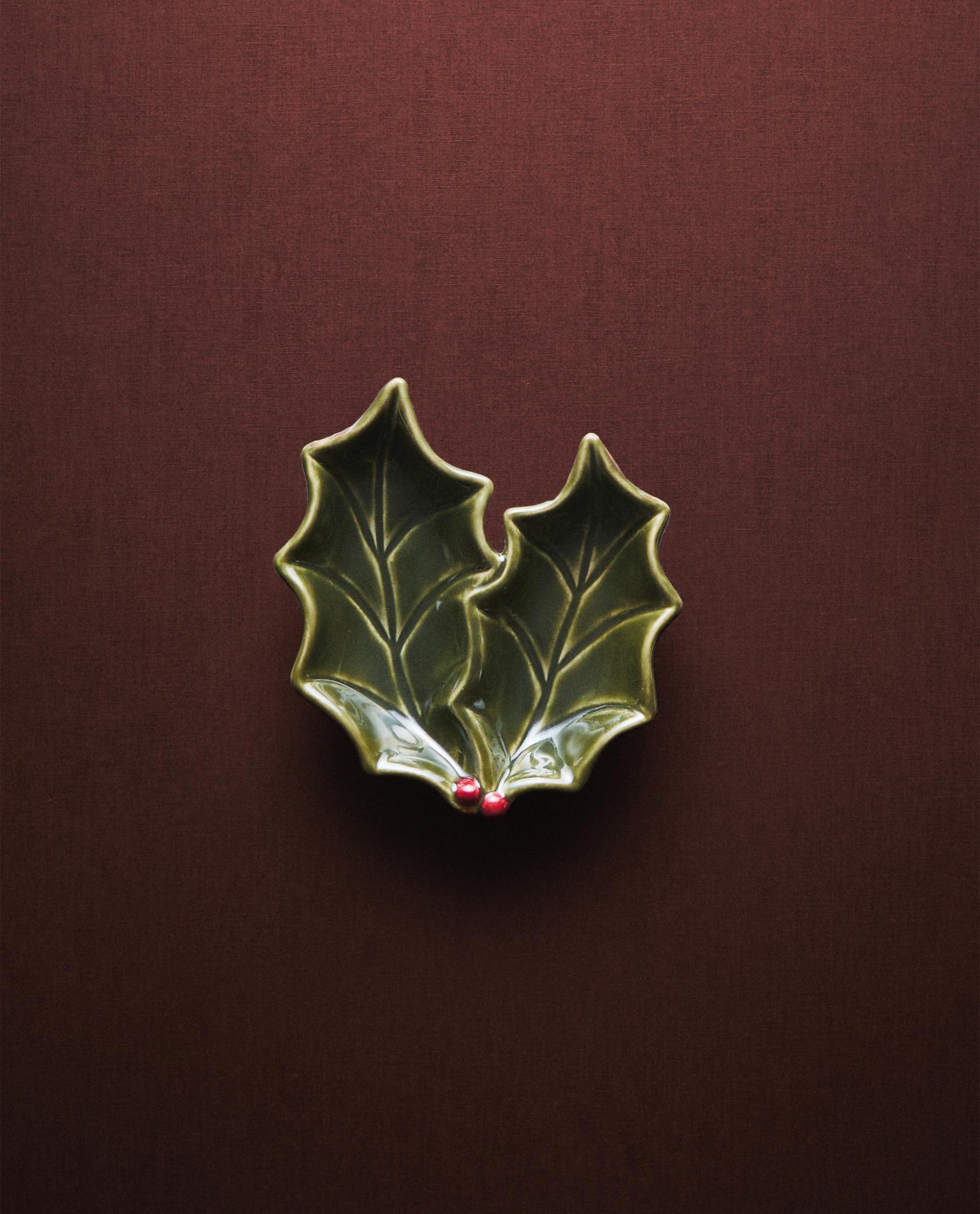 クリスマス ヒイラギの葉 ガラスデザートプレート | Zara Home 日本/Japan