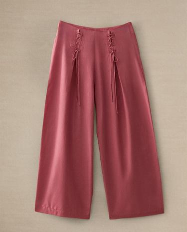 PLEATED TROUSERS WITH BOWS