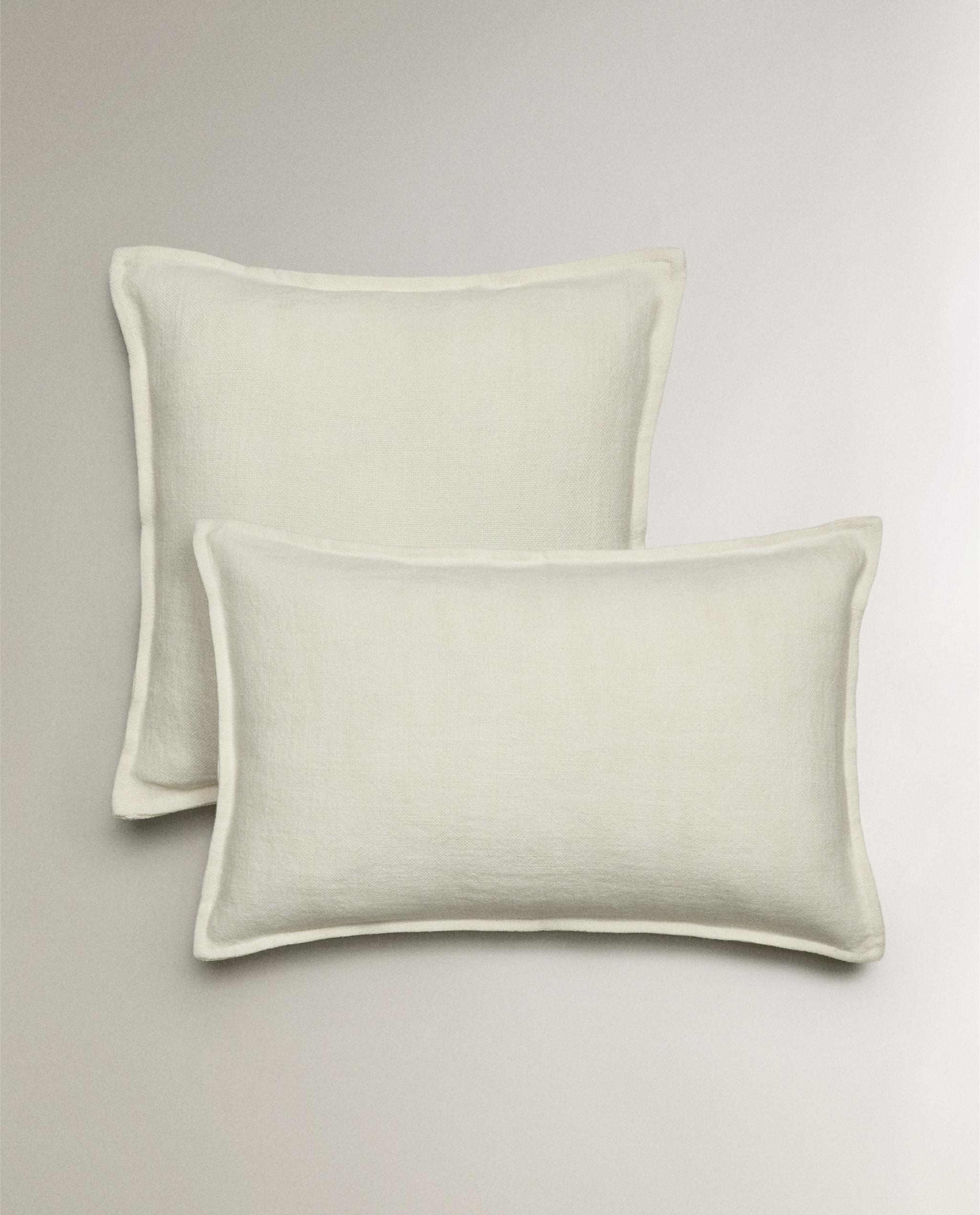 クッションカバー ZARAHOME  Cushion Cover LINEN CUSHION COVER WITH TOPSTITCHING | Zara Home United Kingdom