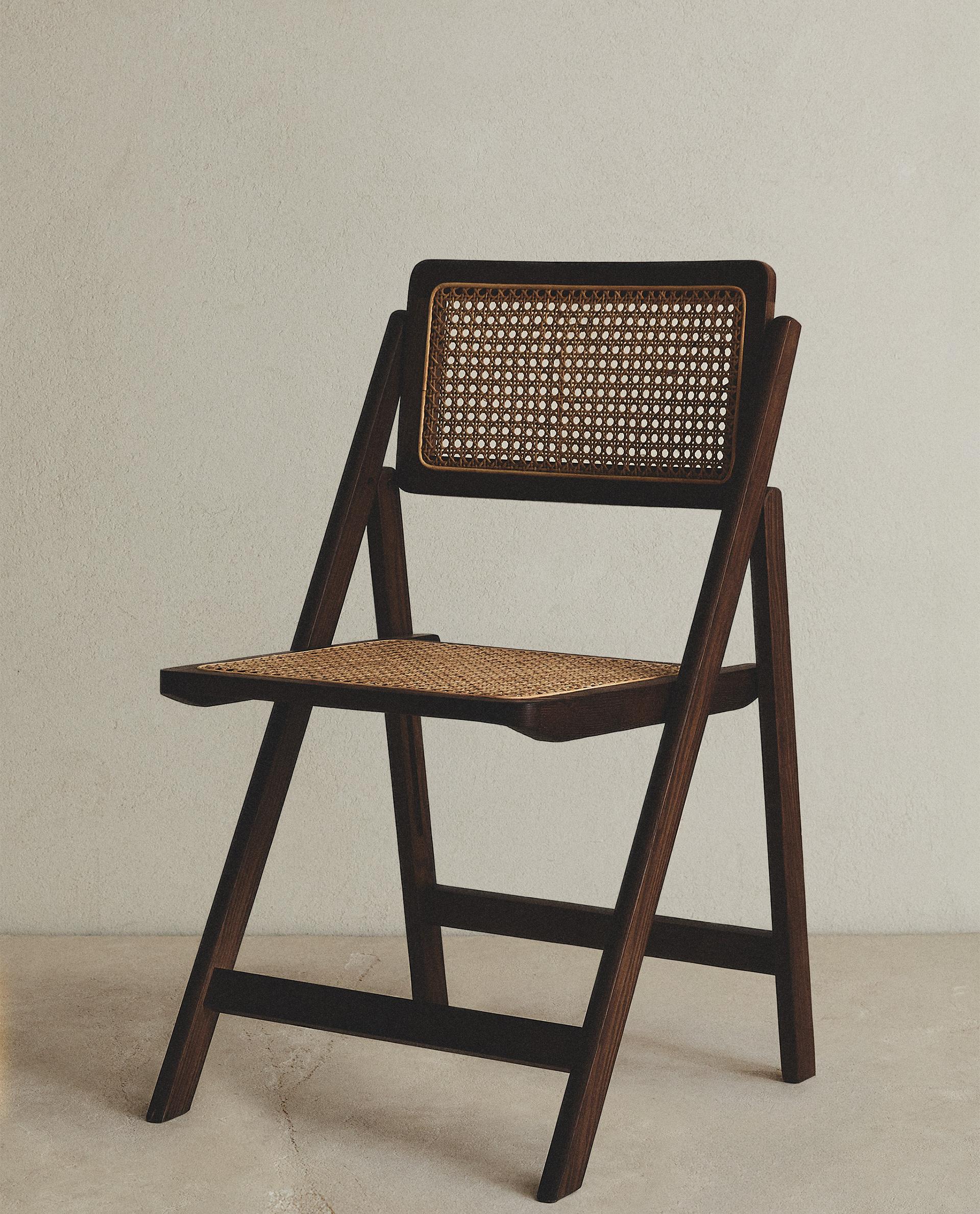 RATTAN AND WOOD FOLDING CHAIR | Zara Home Malta