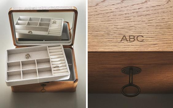 HOUTEN SIERADENDOOS MET SPIEGEL