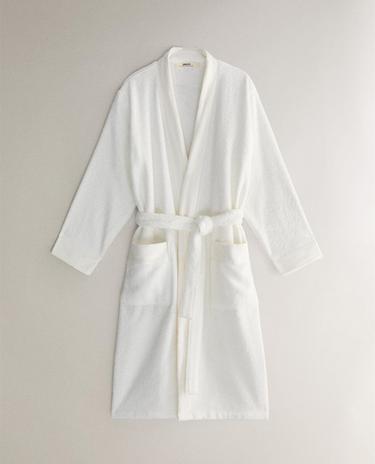 COTTON BATHROBE WITH SATEEN APPLIQUÉ