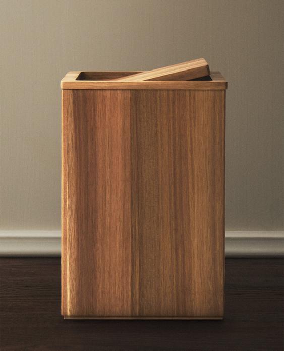 LARGE SQUARE WOODEN BATHROOM BIN