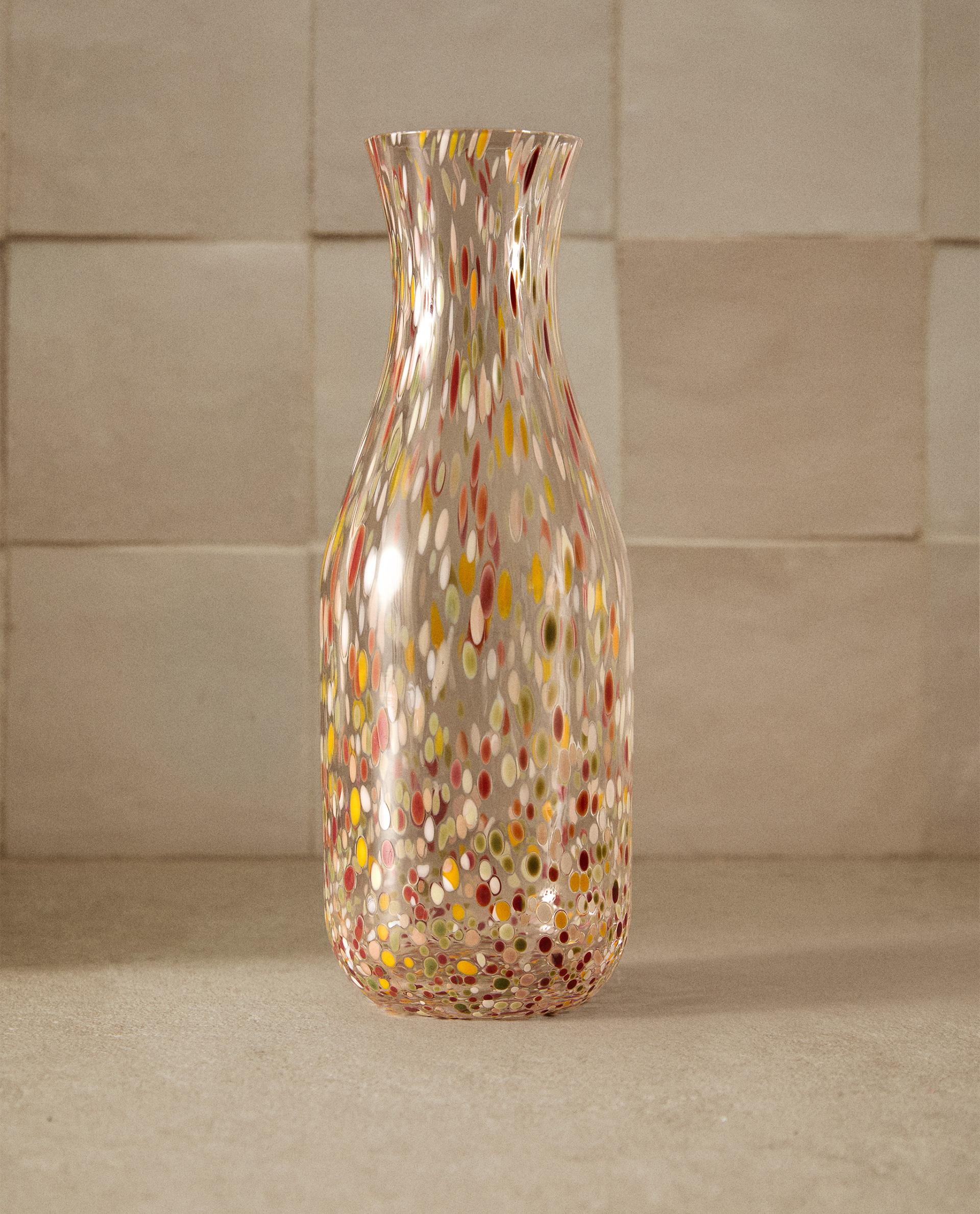 SPECKLED BLOWN GLASS BOTTLE