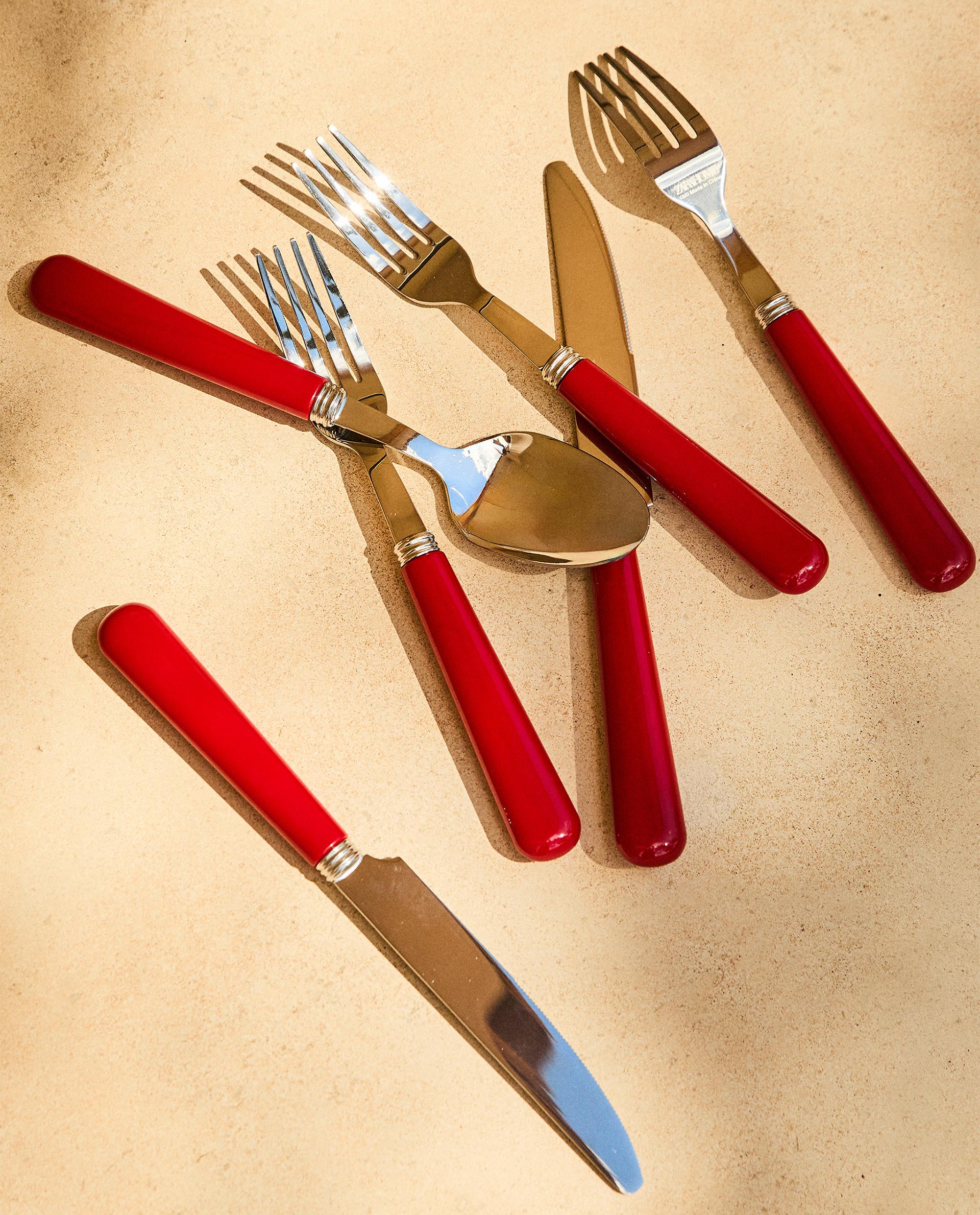 4-PIECE CUTLERY SET WITH COLOURED HANDLE