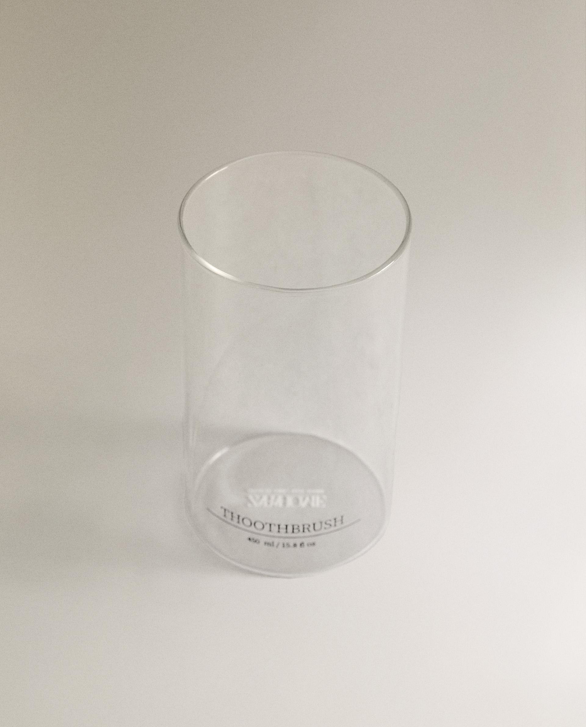 BOROSILICATE GLASS SLOGAN TOOTHBRUSH HOLDER