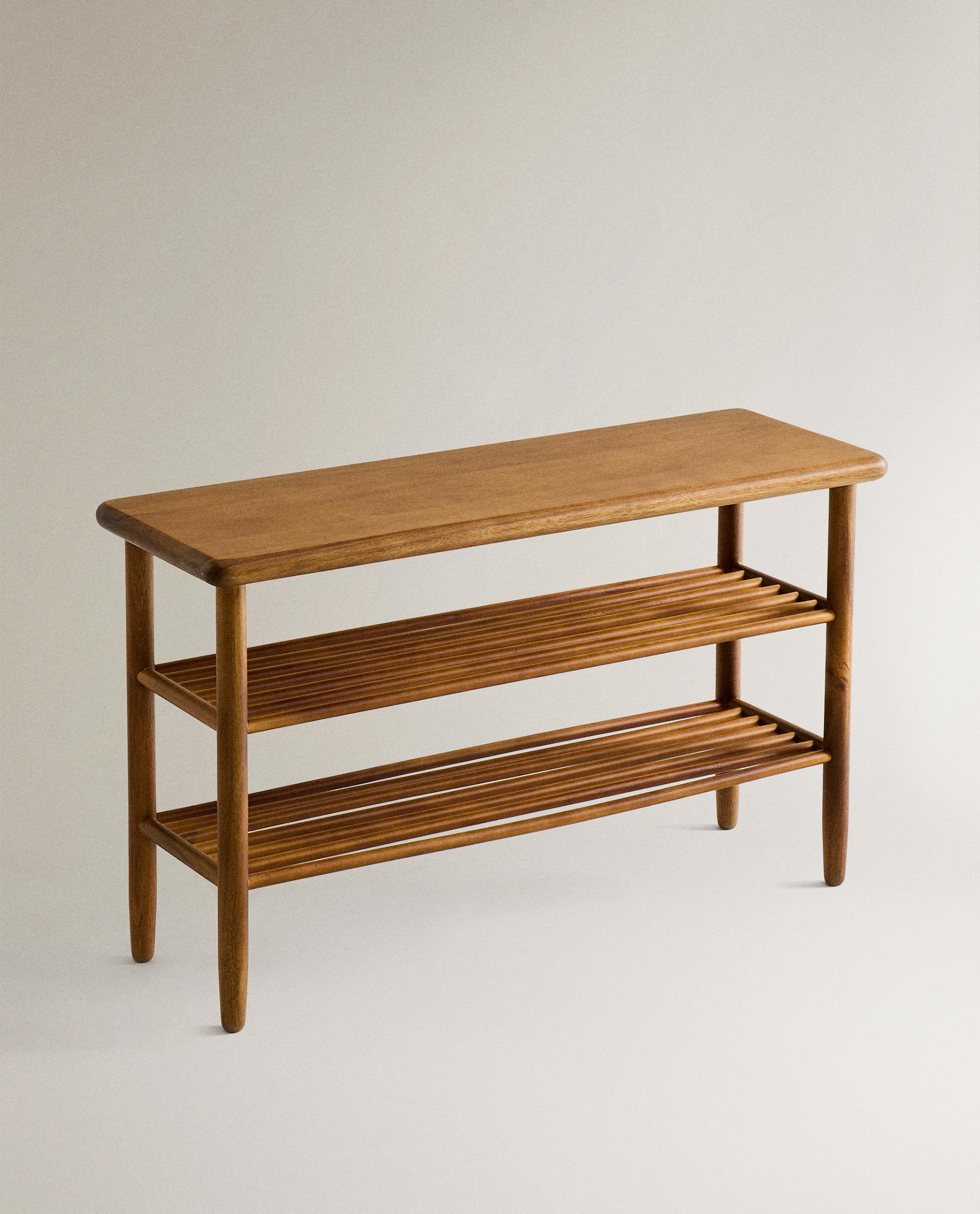 ACACIA WOOD SHOE BENCH