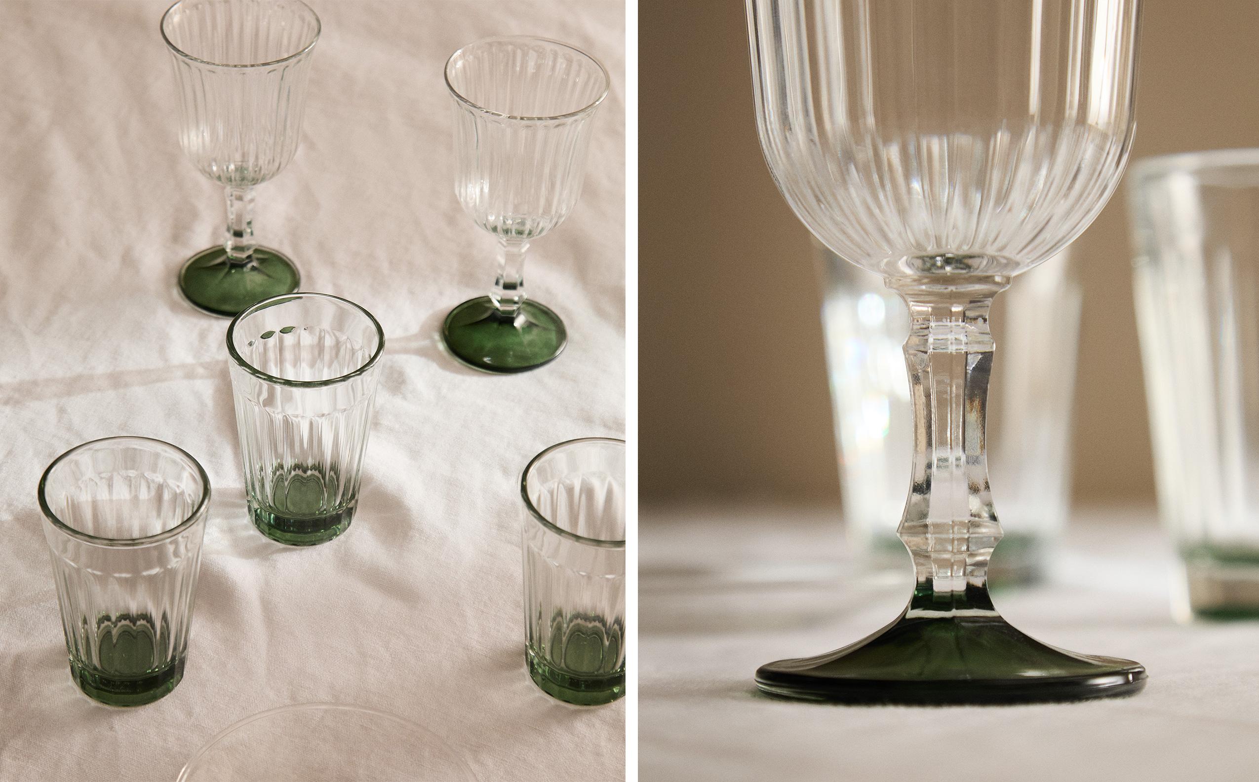 FACETED GLASS GLASSWARE SET