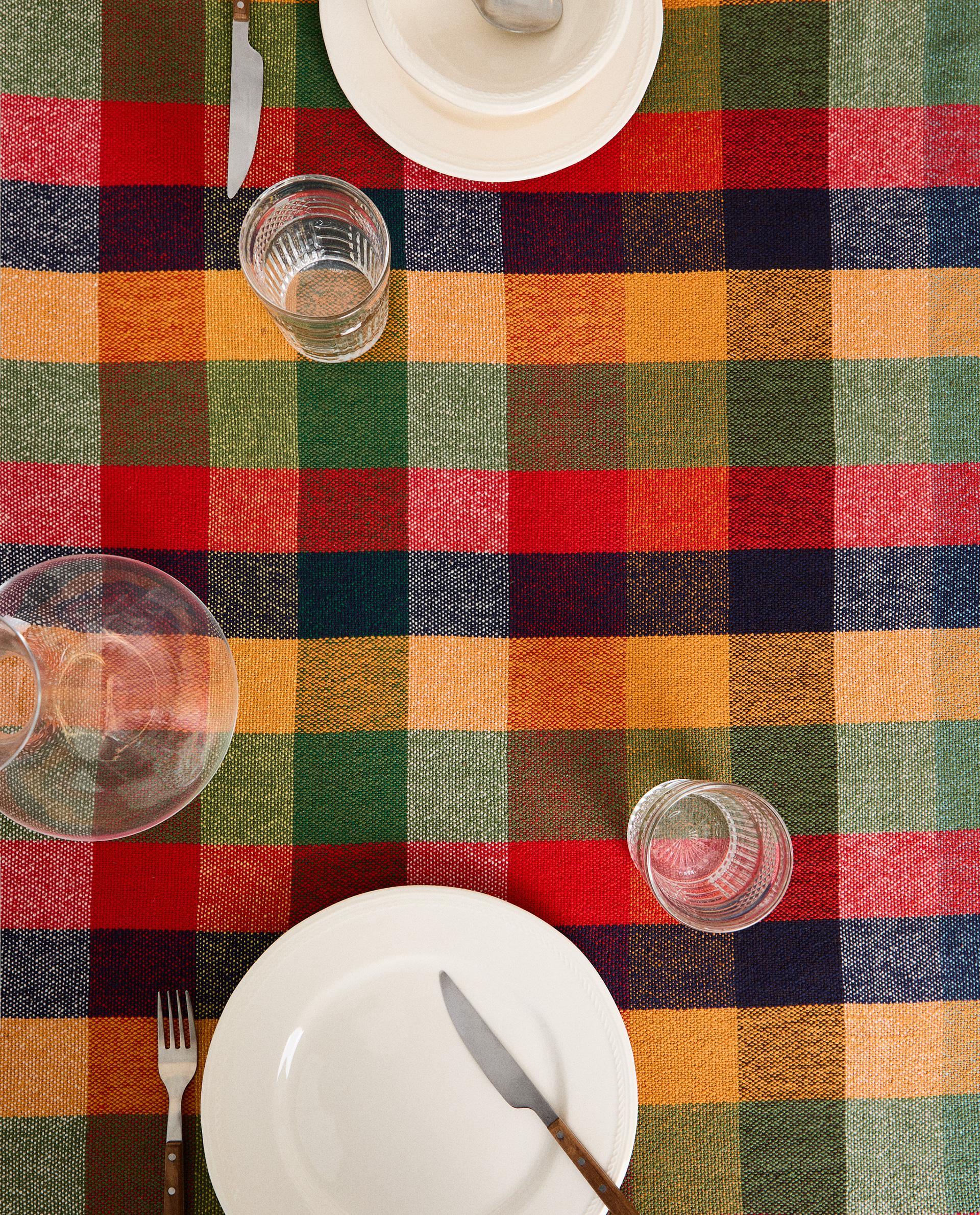 COARSE COTTON CHECK TABLECLOTH