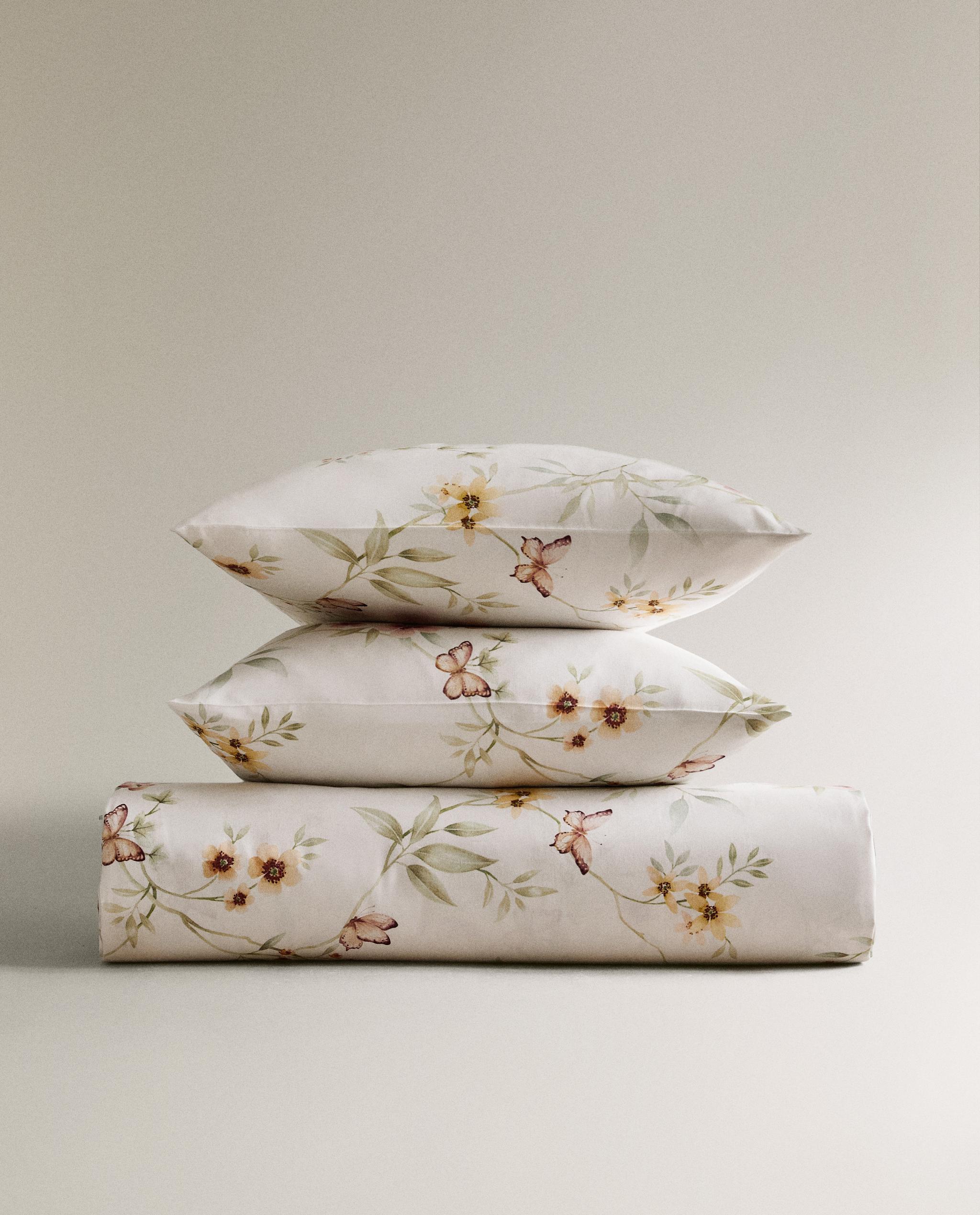 ザラホーム 150×220cm 掛け布団カバー 花柄 フラワープリント サテン デュべカバー | Zara Home 日本/Japan