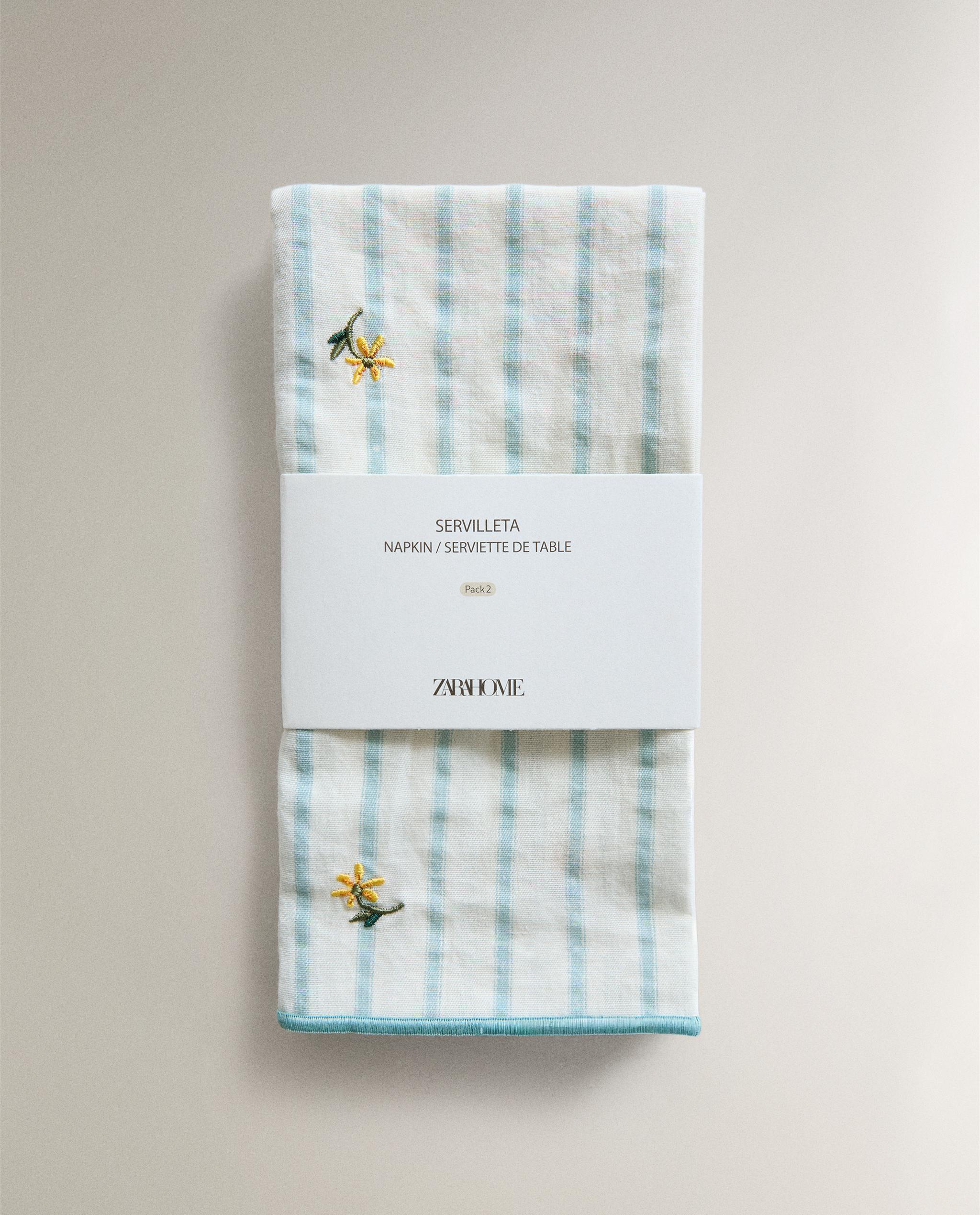 PACK OF STRIPED NAPKINS WITH FLORAL EMBROIDERY (PACK OF 2) product thumbnail 9