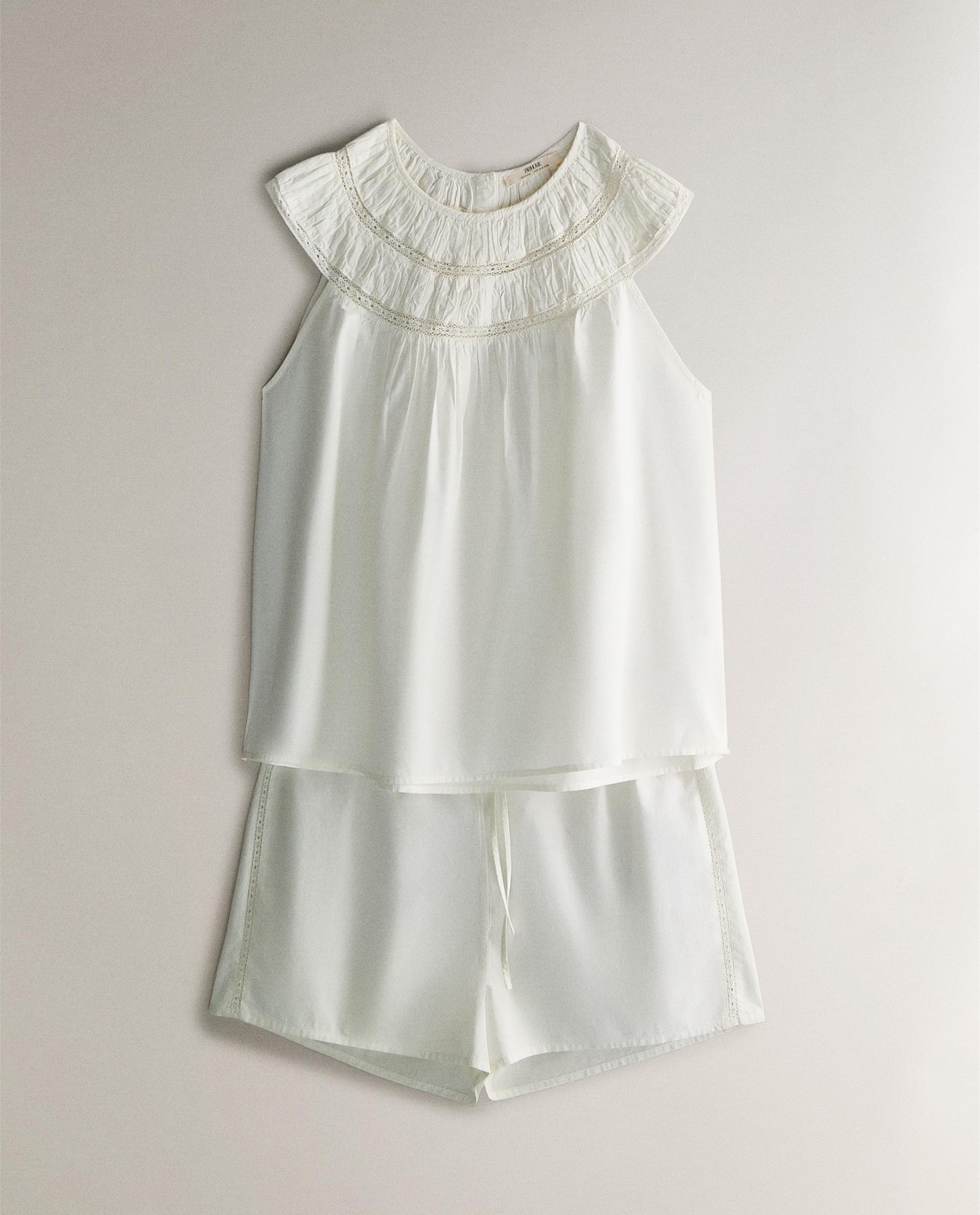 GATHERED TOP WITH LACE | Zara Home United States of America